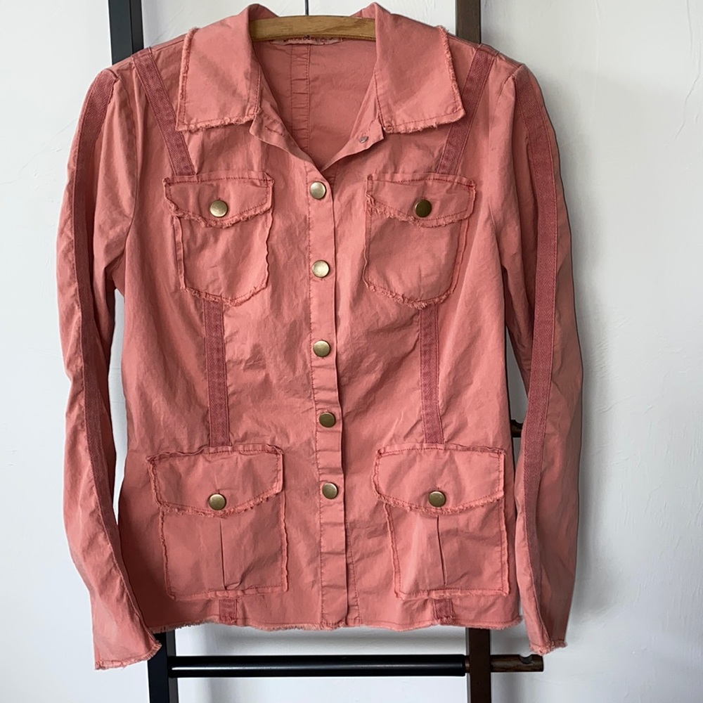 Lightweight Shirt Jacket Raw Edge Finish Small